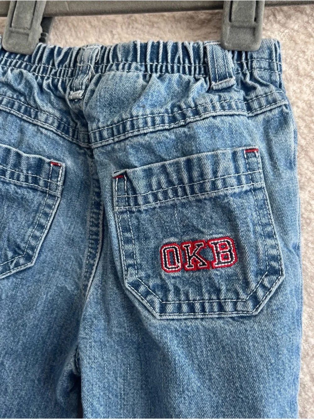 Osh Kosh B’Gosh Vintage Retro Baby Blue Denim Embroidered Jeans‎ Size 3-6 Months